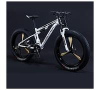 GSACLKES Mountains, Mens Women Fat Tire Mountain, 26-Inch Wheels, 4-Inch Wide Off-Road Tires, 7/21/24/27/30 Speed Fullpension Moutain Bicycle for Adults Teens, Carbon Steel,21 Speed,Blue 5 Spoke/30 Se