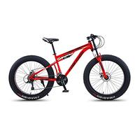 GSACLKES Mountains, Mountain 24 inch Fat Tire for Men and Women, Dual-Suspension Adult Mountain Trails, All Terrain Bicycle with Adjustable Seat & Dual Disc Brake,Black,21 Speed/Red/21 Sed
