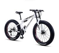 GSACLKES Mountains, Mountain Fat Tire for Men and Women, Dual-Suspension Adult Mountain Trails, All Terrain Bicycle with Adjustable Seat & Dual Disc Brake,Red,21 Speed/White/30 Sed