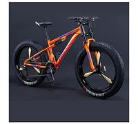 GSACLKES Mountains, Mountains, Adult Boys Girls Fat Tire Mountain Trail, Dual-Suspension Bicycle, High-Carbon Steele,Slip Off-Roads,Black 5 Spoke,7 Speed/Orae 3 Spoke/30 Sed