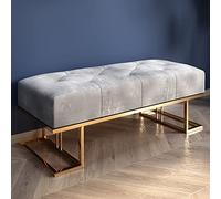 GSACLKES Storage Benches,Comfy Decofootrest Stool for Bedroom Liviroom Hallway,Upholstered Tufted Bedroom Bench,Modern Entryway Shoe Bench with Metal Base/Grey/80 * 40 * 45Cm(31 * 16 * 18Inch)