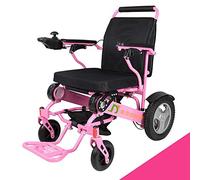 GSACLKES Wheelchairs,Open/Fold in 1 Second Now. The Lightest & Most Compact Power Chair in The World Silla Electrica Wheelchair/Pink