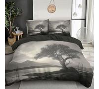 GSAEIMCT 3D Black And White Ancient Trees And Rivers Bedding Set Tranquil Scenery Print Microfiber Comforter Cover For Children Kids Boys Girls Bedroom Collection 3Pcs,Super King 260X220Cm