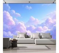 GSAEIMCT 3D Blue White White Clouds in The Sky Panoramic Wallpaper Mural,450X300Cm Silk Wall Mural with Dreamy Cloud Scenery,High-Resolution Print,Wall Décor for Living Room,Bedroom Or Dining Area