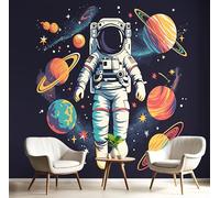 GSAEIMCT 3D Brown White Planet Astronaut Wall Mural Wallpaper Fantasy Characters Wallpaper Mural Poster Background Painting Silk Murals for Living Room Bedroom Home Print Decor,250X170Cm
