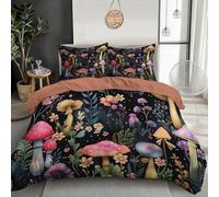 GSAEIMCT 3D Color Mushroom Flowers Bedding Set Forest Plants Print Microfiber Comforter Cover For Children Kids Boys Girls Bedroom Collection 3Pcs,Super King 260X220Cm