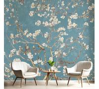 GSAEIMCT 3D Effect Wallpaper Blue White Apricot Blossoms On Branches 200X140Cm,Art Murals Photo Wall Mural Oil Painting Plants for Living Room Bedroom Decor Children's Room Home Landscape