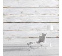 GSAEIMCT 3D Grayish White Simple Wooden Board Panoramic Wallpaper Mural,300X210Cm Silk Wall Mural with Country Style,High-Resolution Print,Wall Décor for Living Room,Bedroom Or Dining Area