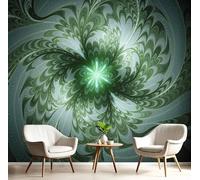 GSAEIMCT 3D Green Lines Curves Panoramic Wallpaper Mural,300X210Cm Silk Wall Mural with Abstract Art,High-Resolution Print,Wall Décor for Living Room,Bedroom Or Dining Area