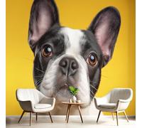 GSAEIMCT 3D Mural Photo Wallpaper Black and White Cute Bulldog Backdrop Wall Portrait Animal Interior Decor Panel Bathroom Restaurant Hall Living Children Room Hallway Art Murals,450X300Cm