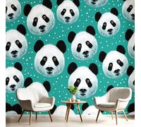 GSAEIMCT 3D Mural Photo Wallpaper Black White Polka Dot Panda Backdrop Wall Cartoon Animals Interior Decor Panel Bathroom Restaurant Hall Living Children Room Hallway Art Murals,250X170Cm