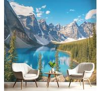 GSAEIMCT 3D Mural Photo Wallpaper Blue-Green Lakes and Mountains Backdrop Wall Wilderness Landscape Interior Decor Panel Bathroom Restaurant Hall Living Children Room Hallway Art Murals,150X105Cm