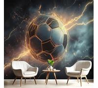 GSAEIMCT 3D Mural Photo Wallpaper Dark Blue Lightning Football Backdrop Wall Sci-Fi Landscape Interior Decor Panel Bathroom Restaurant Hall Living Children Room Hallway Art Murals,350X260Cm
