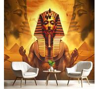 GSAEIMCT 3D Mural Photo Wallpaper Golden Yellow Sand Dune Pyramids Backdrop Wall Egyptian Architecture Interior Decor Panel Bathroom Restaurant Hall Living Children Room Hallway Art Murals,400X280Cm