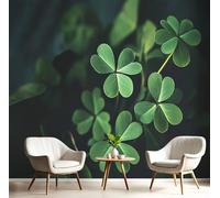 GSAEIMCT 3D Mural Photo Wallpaper Green Fresh Four-Leaf Clover Backdrop Wall Natural Plants Interior Decor Panel Bathroom Restaurant Hall Living Children Room Hallway Art Murals,150X105Cm