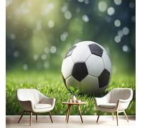 GSAEIMCT 3D Mural Photo Wallpaper Green Grass Football Backdrop Wall Sports Scenery Interior Decor Panel Bathroom Restaurant Hall Living Children Room Hallway Art Murals,200X140Cm