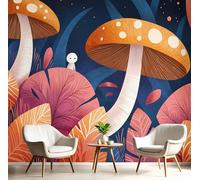 GSAEIMCT 3D Mural Photo Wallpaper Pink Orange Leaf Mushrooms Backdrop Wall Fantasy Plants Interior Decor Panel Bathroom Restaurant Hall Living Children Room Hallway Art Murals,150X105Cm