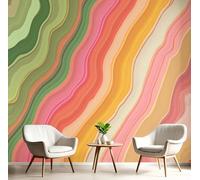 GSAEIMCT 3D Mural Photo Wallpaper Pink Wavy Lines Backdrop Wall Abstract Art Interior Decor Panel Bathroom Restaurant Hall Living Children Room Hallway Art Murals,150X105Cm