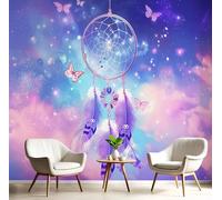 GSAEIMCT 3D Mural Photo Wallpaper Purple Blue Butterfly Dream Catcher Backdrop Wall Fantasy Landscape Interior Decor Panel Bathroom Restaurant Hall Living Children Room Hallway Art Murals,150X105Cm