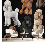 GSAEIMCT 3D Mural Wallpaper Brown-Black Personality Poodle Silk Cloth Photo Wall Art Beautiful Animals for Corridor Nursery Bedroom and Living Children's Room Wall Decoration Poster,350X260Cm