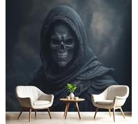 GSAEIMCT 3D Mural Wallpaper Dark Gray Personality Death Silk Cloth Photo Wall Art Dark Characters for Corridor Nursery Bedroom and Living Children's Room Wall Decoration Poster,350X260Cm