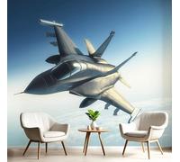 GSAEIMCT 3D Mural Wallpaper White Cloud Fighter Silk Cloth Photo Wall Art Technological Landscape For Corridor Nursery Bedroom And Living Children'S Room Wall Decoration Poster,350X260Cm