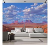 GSAEIMCT 3D Panoramic Wallpaper Mural, 350X260Cm Wall Poster Rocky Desert Monument Valley Art Photo Wallpaper 3D Effect, Red Wallpaper Mural,Poster Decoration for Bedroom Living Room Corridor