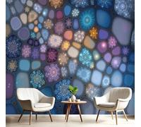 GSAEIMCT 3D Panoramic Wallpaper Mural Colored Mosaic Wall Sticker Poster,Blue-Purple Wallpaper Mural Photo 300X210Cm for Living Room Kids Bedroom Sofa Backdrop Wall Decoration