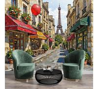 GSAEIMCT 3D Panoramic Wallpaper Mural Paris Streets Wall Sticker Poster,Red Wallpaper Mural Photo 300X210Cm for Living Room Kids Bedroom Sofa Backdrop Wall Decoration