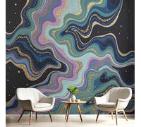 GSAEIMCT 3D Panoramic Wallpaper Mural Psychedelic Lines Wall Sticker Poster,Blue-Purple Wallpaper Mural Photo 450X300Cm for Living Room Kids Bedroom Sofa Backdrop Wall Decoration
