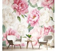 GSAEIMCT 3D Pink Peony Flowers Wall Mural Wallpaper Watercolor Plants Wallpaper Mural Poster Background Painting Silk Murals for Living Room Bedroom Home Print Decor,200X140Cm
