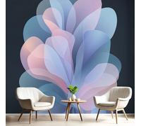 GSAEIMCT 3D Powder Blue Transparent Petals Panoramic Wallpaper Mural,350X260Cm Silk Wall Mural with Abstract Minimalist,High-Resolution Print,Wall Décor for Living Room,Bedroom Or Dining Area