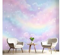 GSAEIMCT 3D Wall Mural 250X170Cm Silk Wallpaper Clouds Rainbows Romantic Kawaii Photo Picture Wall Covering Murals Home Decorations for Bedrooms Living Room Posters