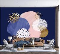 GSAEIMCT 3D Wall Mural Polka Dot Color Blocks Print Photo Wallpaper,Wall Decoration Abstract Illustration Poster Picture Design Modern 450X300Cm Mural for Living Room Bedroom Bathroom,Powder Blue