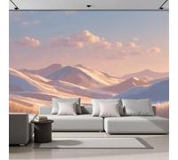 GSAEIMCT 3D Yellowish-White Nordic Hills Panoramic Wallpaper Mural,350X260Cm Silk Wall Mural with Natural Scenery,High-Resolution Print,Wall Décor for Living Room,Bedroom Or Dining Area