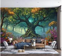GSAEIMCT Ancient Trees in The Forest Wallpaper, Green Fantasy Illustration Landscape Wallpaper for Living Room, Bedroom, Silk Decor Wall Paper, Photo Mural Dining Room, Hallway, Lounge, 400X280Cm