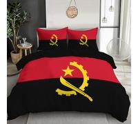 GSAEIMCT Angola Flag Duvet Cover Set 3 Piece Bedding Set Botanical Print Pattern Soft Comforter Cover With Pillowcases All Season Quilt Cover With Zipper(Red Black,200X200Cm)