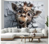 GSAEIMCT Art Decor Tapestry With Giraffe That Broke Through The Wall Design Wall Hanging Aesthetic Backdrop Brownish White Cartoon Realism For Bedroom College Drom Home, 150L X 130W Cm