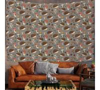 GSAEIMCT Art Decor Tapestry With Mushroom Hedgehog Design Wall Hanging Aesthetic Backdrop Brownish-Red Forest Animals For Bedroom College Drom Home, 200L X 150W Cm