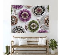 GSAEIMCT Art Decor Tapestry With Patterned Mandala Design Wall Hanging Aesthetic Backdrop Purple-Green Bohemian Art For Bedroom College Drom Home, 230L X 180W Cm
