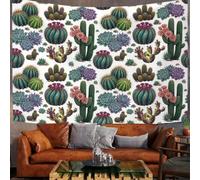 GSAEIMCT Art Decor Tapestry With Succulent Cactus Design Wall Hanging Aesthetic Backdrop Verdant Green Watercolor Plants For Bedroom College Drom Home, 150L X 130W Cm