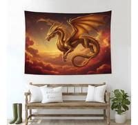 GSAEIMCT Auspicious Clouds Golden Dragon Tapestry Wall Hanging, Fantasy Animals Large Size Tapestries Décor Living Room Bedroom Tapestry Home Dorm Decor, 230L X 150W Cm