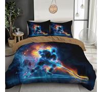 GSAEIMCT Bedding Set Microfiber 3Pcs For Double Size,3D Blue Red Ice Hockey Duvet Cover Set With Abstract Figures Printing Quilt Cover & 2 Pillowcases For Adult Kids,200X200Cm