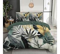 GSAEIMCT Bedding Set Microfiber 3Pcs For Super King Size,3D Black White Leaf Plants Duvet Cover Set With Tropical Bohemian Printing Quilt Cover & 2 Pillowcases For Adult Kids,260X220Cm