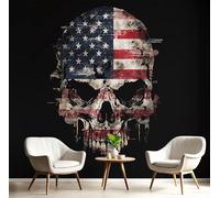 GSAEIMCT Black and Red Flag Skull 3D Murals,Graffiti Art Silk Mural Photo Wallpaper for Large Tv Background Wall Art Living Room Bedroom Kitchen Home Decorative,250X170Cm