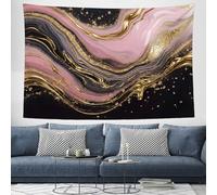 GSAEIMCT Black Gold Wall Tapestry Liquid Marble Tapestry Wall Hanging Affordable Luxury Instagram Style Art Home Decoration For Bedroom Living Room, 150L X 100W Cm