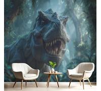 GSAEIMCT Black Green Mural Fierce Tyrannosaurus Rex 3D Silk Wall Murals Photo Wallpaper,Ancient Animals Art Print Decor Poster Picture for Living Room Kids' Bedroom & Home Interiors,200X140Cm