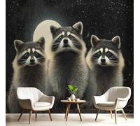 GSAEIMCT Black Moon Raccoon Murals Photo,3D Oil Painting Animals Wall Murals,Wallpaper for Bedroom Living Room Home Poster Decor 150X105Cm Background Wall Decorative