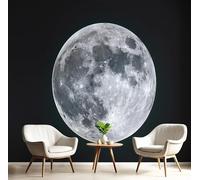 GSAEIMCT Black White Full Moon in The Night Sky Photo Wallpaper Mural,Simple Landscape 3D Large Wall Murals Hd Printing Decoration Poster Picture Design for Bedroom Living Room Home,350X260Cm