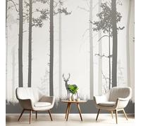 GSAEIMCT Black White Mural Photo Wallpaper,Forest Elk Wallpaper for Living Room Tv Backdrop Office,3D Effect Natural Animals Large Wall Mural Paper Decoration Poster Picture,400X280Cm